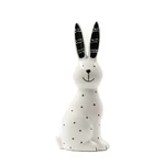 Kép 1/4 - Feher porcelan nyuszi fekete apro potyokkel csikos fullel
