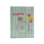 Kép 1/3 - Kek-feher pottyos foroalbum biciklivel, színes lufikkal, viragokkal
