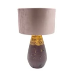 Kép 1/4 - Padlizsan arany asztali lampa kerek rozsaszin buraval, 44 cm