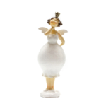 Kép 1/3 - Puszit dobó csillogó fehér ruhás dundi tündér apró szárnyakkal, koronával