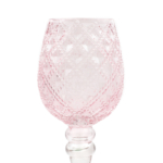 Kép 2/3 - Nagy rózsaszín üveg gyertyatartó