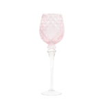 Kép 3/3 - Nagy rózsaszín üveg gyertyatartó, 40 cm