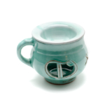 Kép 1/4 - Türkiz színű csésze formájú aromalámpa levehető tányérral, oldalán füllel