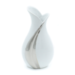Kép 2/3 - Ezüst sávos porcelán váza