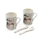 Kép 1/6 - Viragos testu fekete es bezs cicak porcelan bogren, Queen Isabell kollekcio