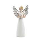 Kép 1/4 - Kismeretu feher angyalka fem szarnyakkal es fem viragcsokorral a kezeben