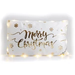 Kép 1/4 - Arany Merry Christmas feliratu feher LEDes parna