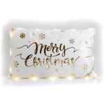 Kép 1/4 - Arany Merry Christmas feliratu feher LEDes parna