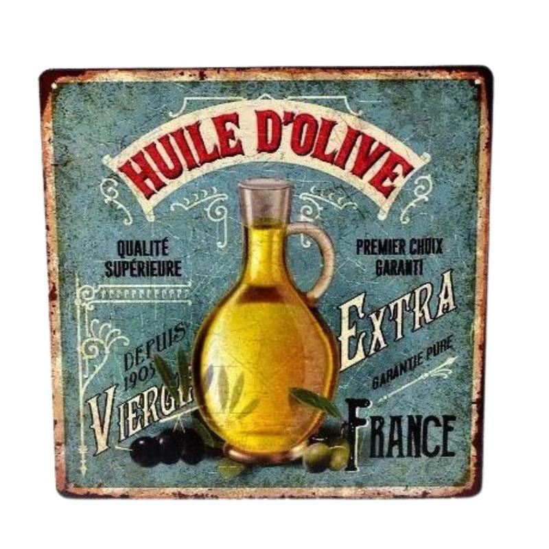 Retro fem falitabla olivaolajos uveggel, francia feliratokkal