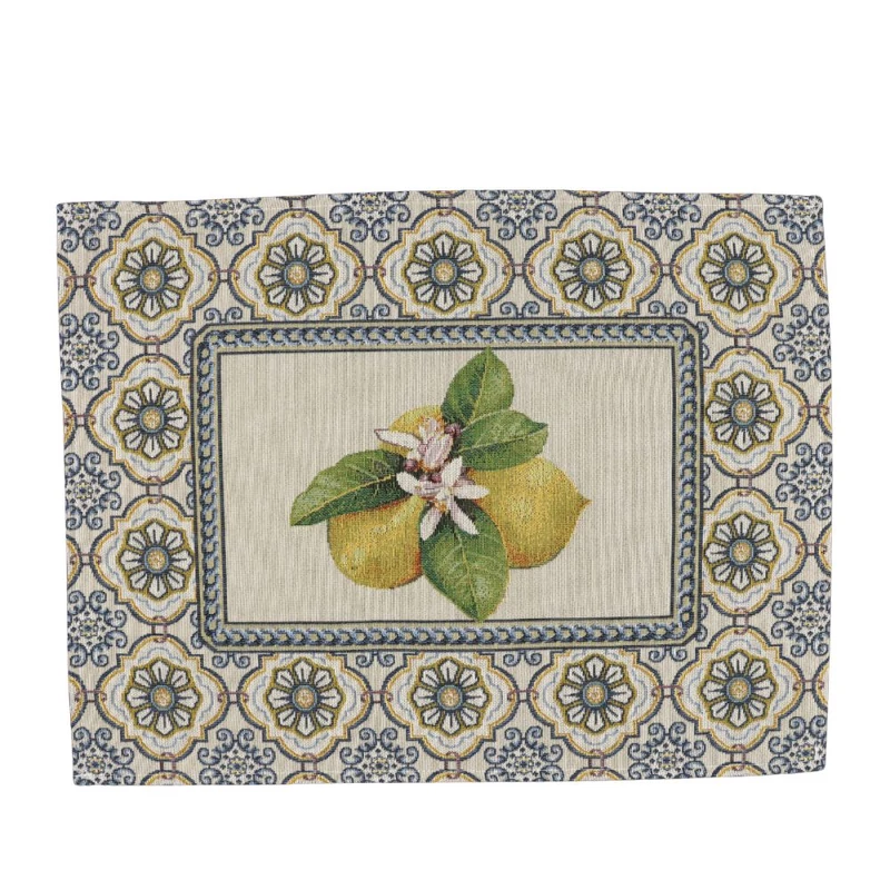 Citromos gobelin tanyeralatet korben mediterran diszitessel, 40x50 cm