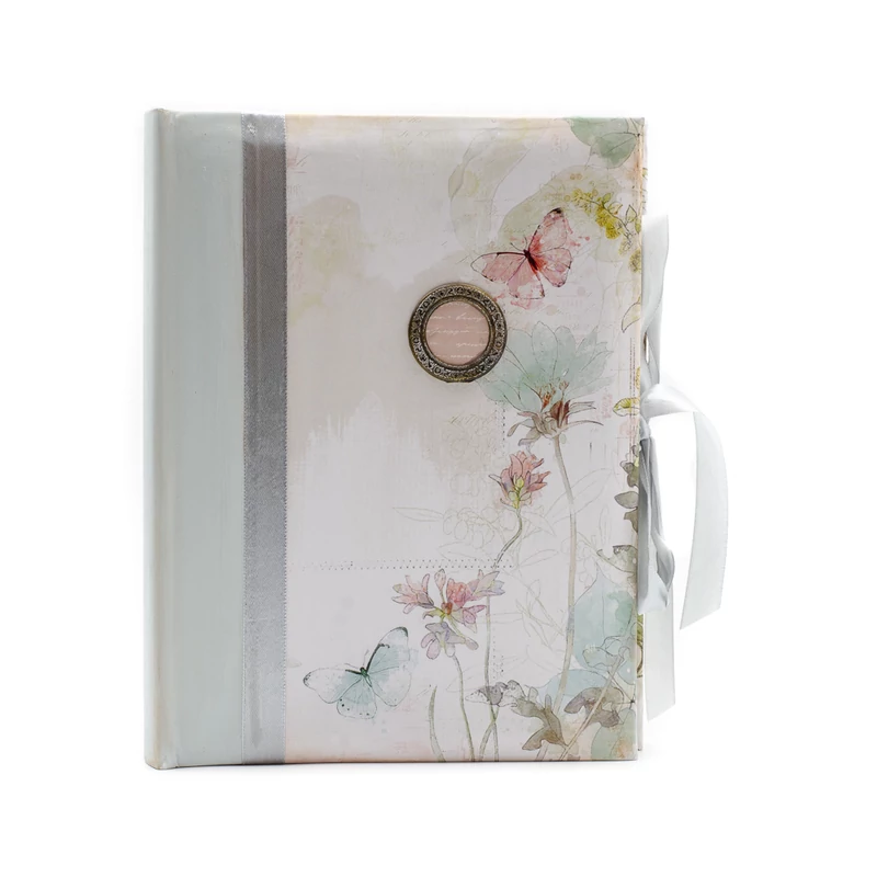 Kezmuves pillangos fotoalbum 200 db-os, pillangokkal, ezustkek kotessel