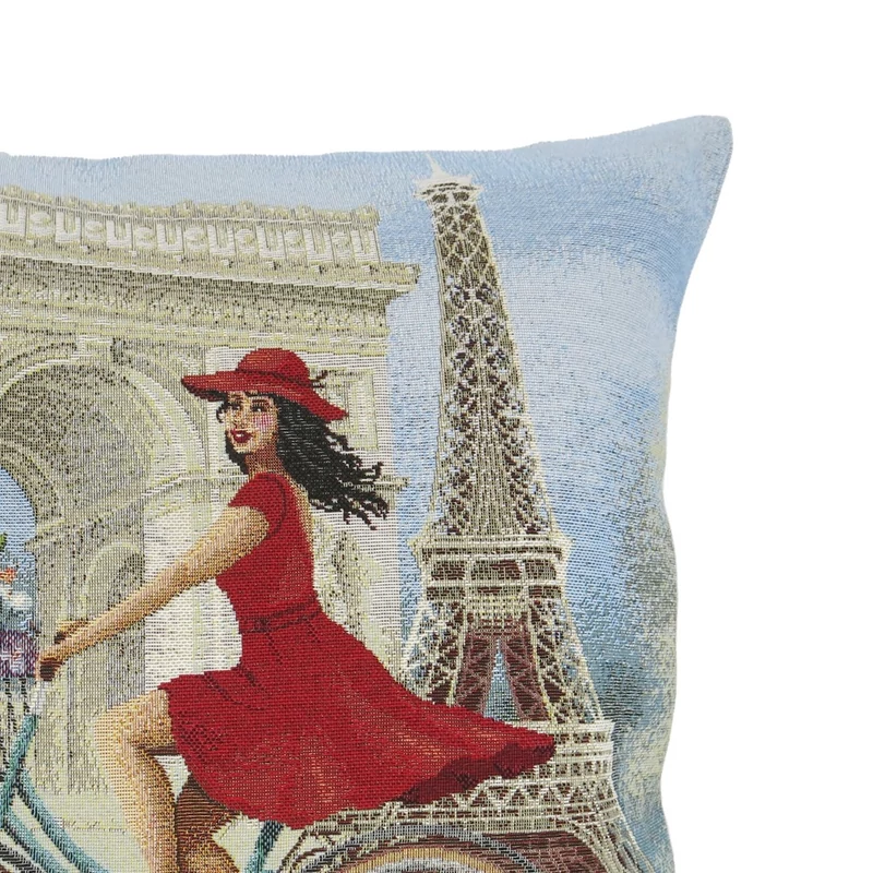 Biciklivel az Eiffel-toronynál gobelin díszpárna