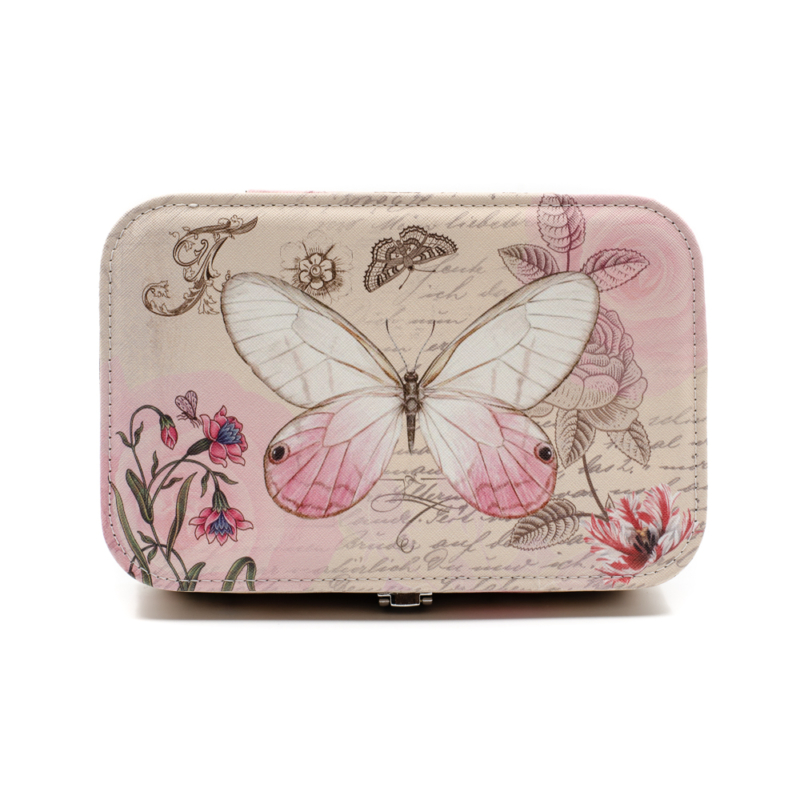 Rózsaszín pillangós eko bőr ékszertartó