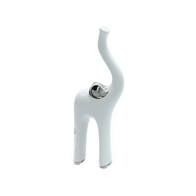 Hófehér porcelán elefánt ezüst fülekkel, kicsi