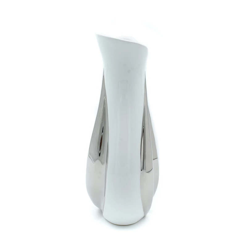Ezüst sávos porcelán váza