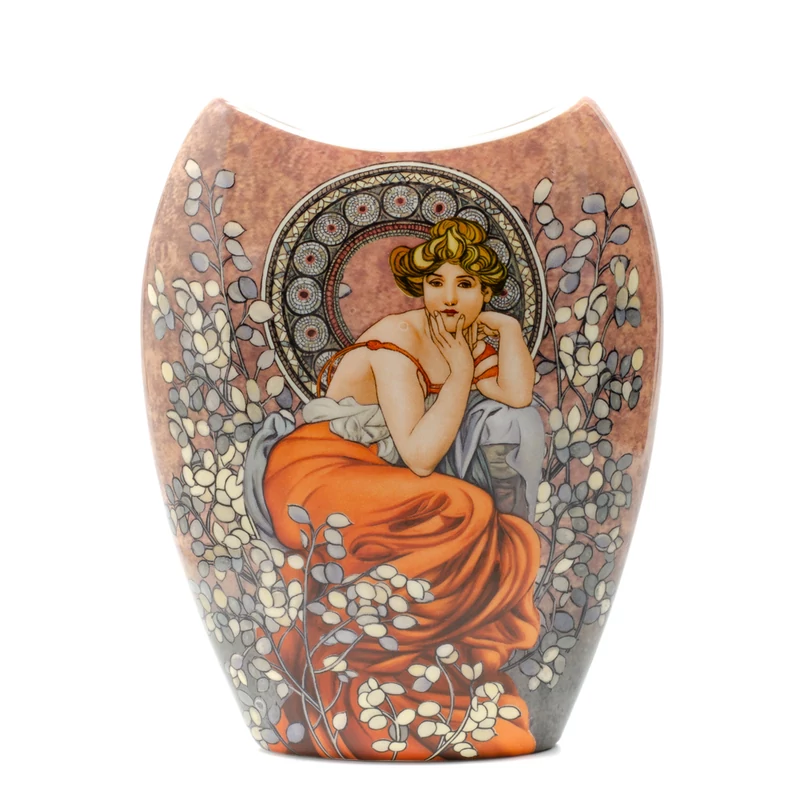 Mucha Topaz noalakja kozepes meretu porcelan vazan