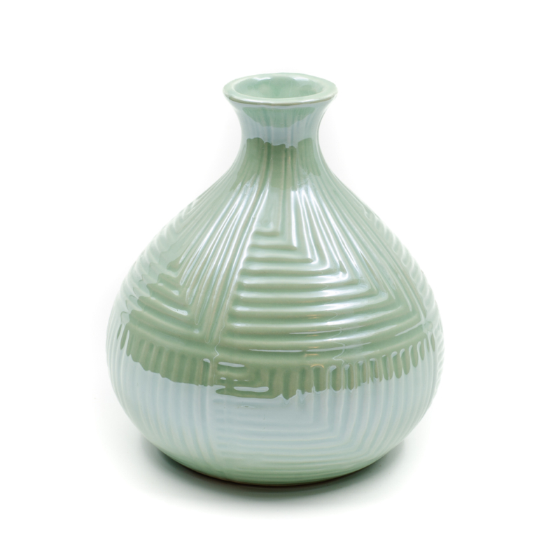 Zöld gyöngyházfényű váza