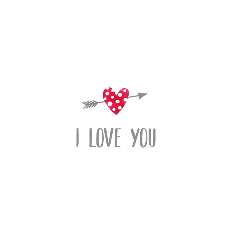 Feher pottyos atszur piros sziv I Love You felirattal