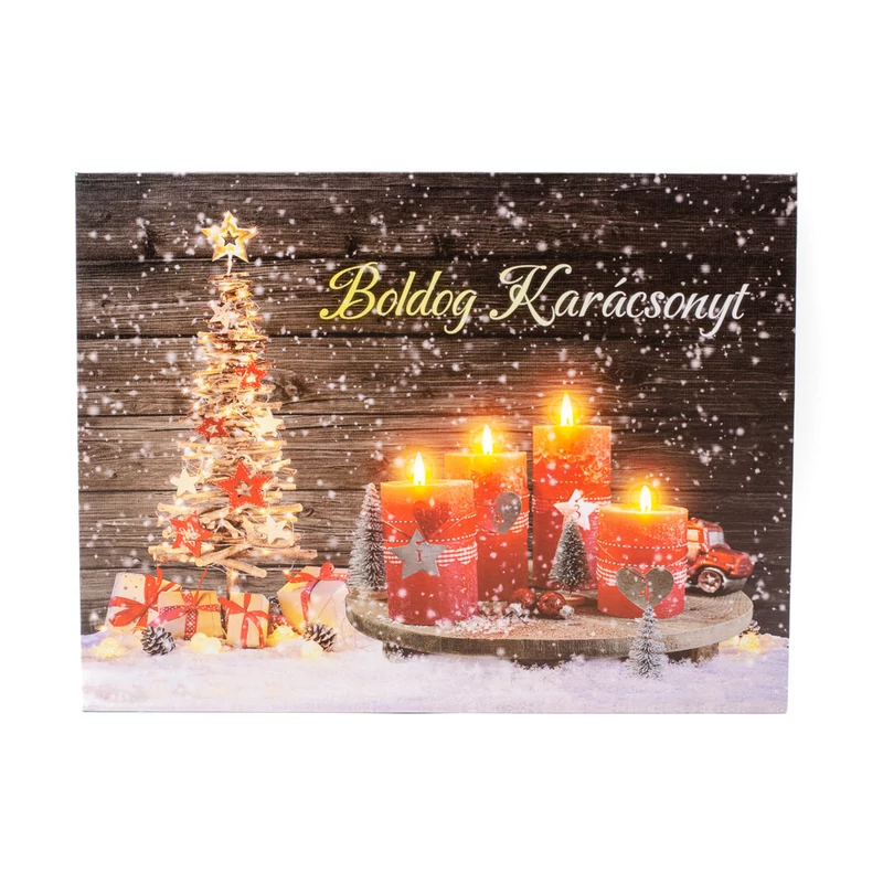 LED-es karacsonyi falikep 4 piros gyertya